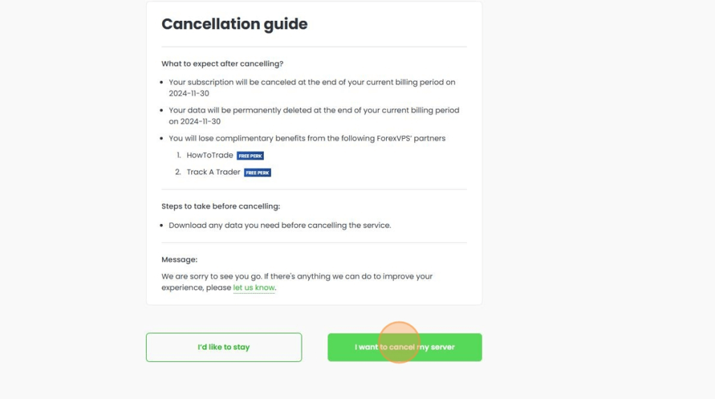 how to cancel your subscription forexvps, cancellation accept 3