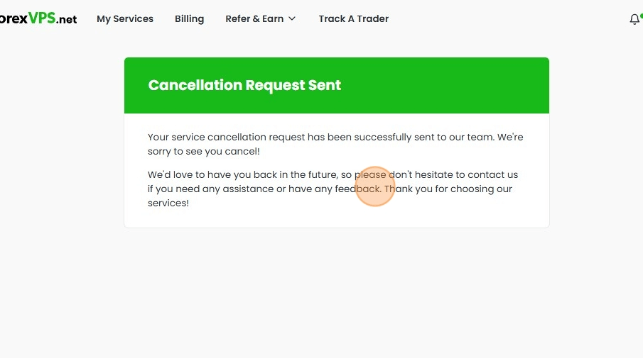 how to cancel your subscription forexvps, portal cancellation request, accepted